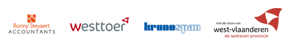 Logo's van Ronny Steyaert Accountants, Westtoer, Kronospan en Provincie West-Vlaanderen